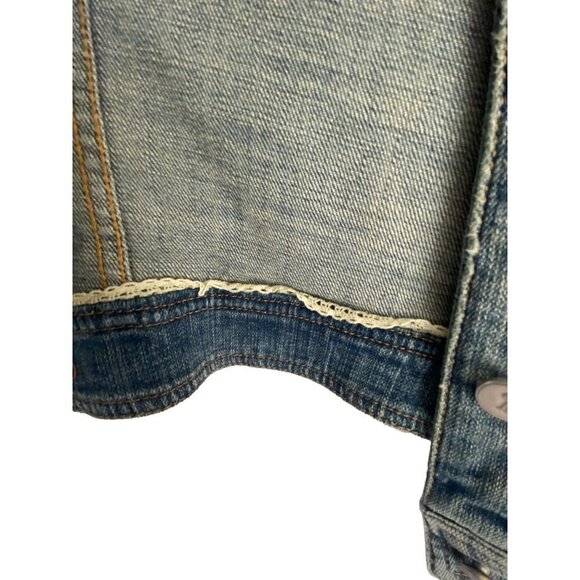 Pilcro And The Letterpress Women's Mid. Wash Denim Trucker Vest L - Picture 8 of 8